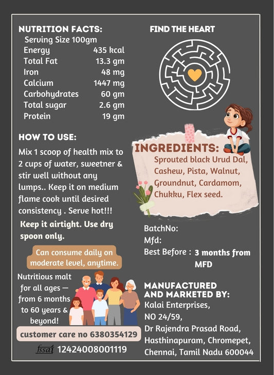 Aurtee's Pure Black Urud Dal Health Mix | Bone Strength Booster