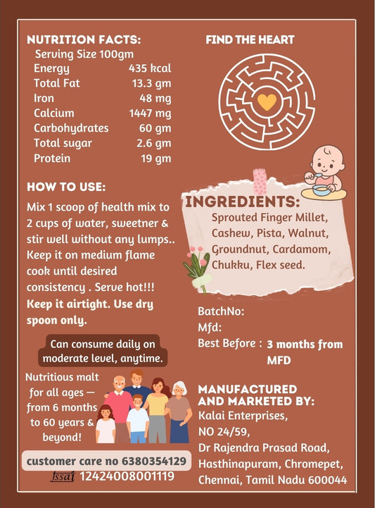 Aurtee's Pure Ragi Health Mix | Calcium-Rich Nutritional Blend