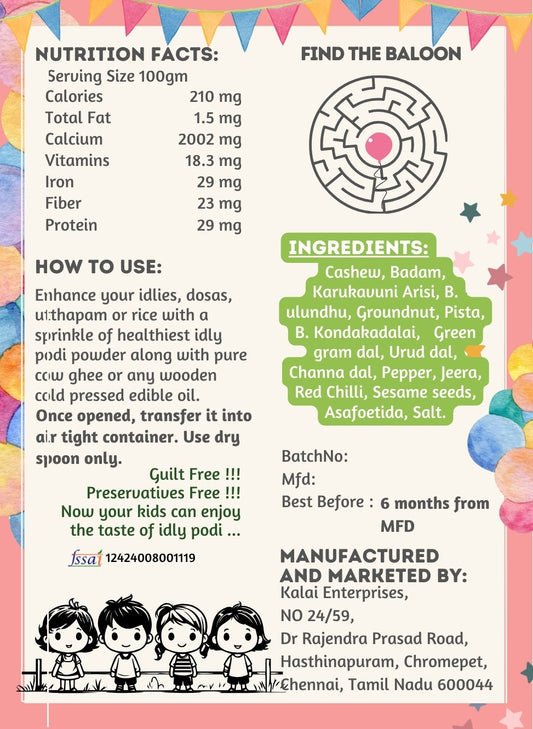 Kids Special Idly Podi - Aurtee's Pure | Nutritious Blend for Kids