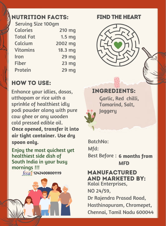 Chettinad Poondu Idly Podi - Aurtee's Pure | Garlic and Indian Spice Blend