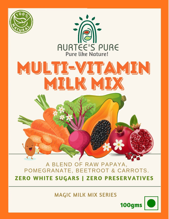 Multi Vitamin Milk Mix - Aurtee's Pure / Exotic Papaya, Badam Pisin, Pomegranate, Carrots, Beetroot